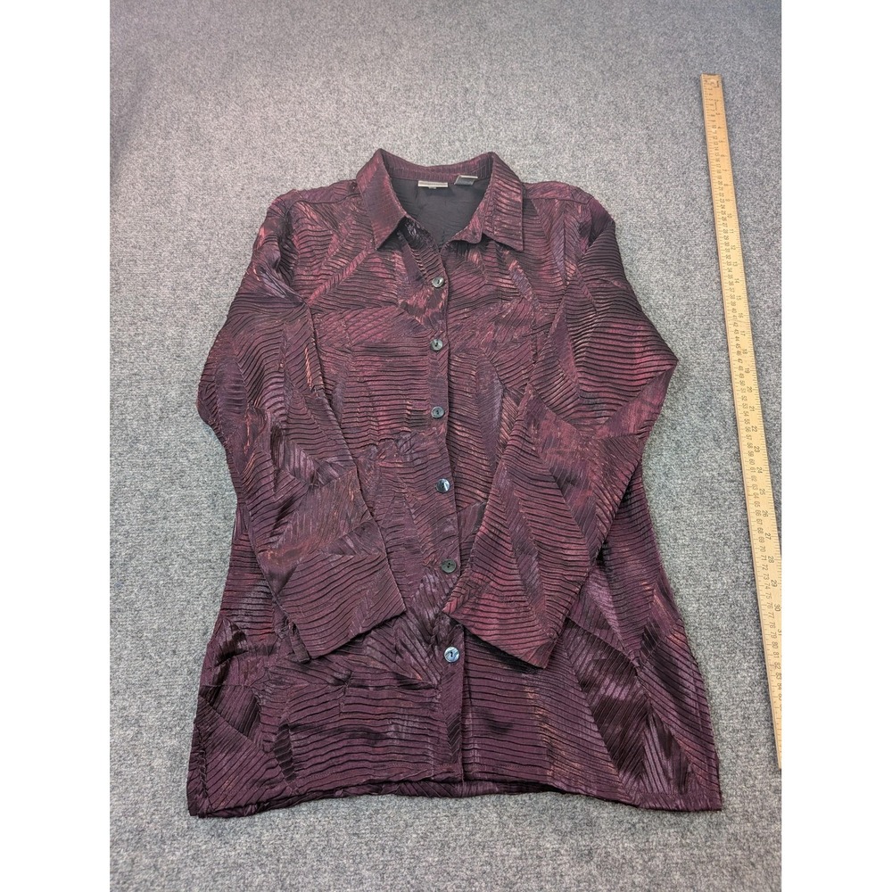 Chico's Shirt Womens 1 Purple Long Sleeve Button Up Tunic Lightweight Casual